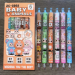 Pulpen Gel Mekanik Karakter Lucu 6 Pcs Set Alat Tulis Sekolah Kantor - Orange