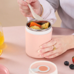 Tempat Makan Bubur Sup Mini Portable Makanan Tahan Panas Anti Tumpah - Pink - Image 6