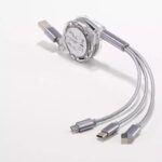 Kabel Roll 3 in 1 Tarik 2.4A Otomatis Fast Charging - Abu - Image 4