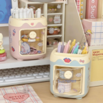 Organizer Meja Laci 2 Tingkat Penyimpanan Stationery Alat Tulis - Pink - Image 8