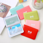 Dompet Kartu Card Wallet Ribbon Lucu Cute Bahan Kulit 12 Slot - Pink Tua - Image 2