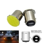 Lampu LED Rem Motor Mobil Bayonet 2 Kaki COB Plasma Ceper Merah 12V - Image 3