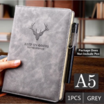 Buku Catatan Kerja Notebook A5 Cover Kulit Sintetis Elegan 100 Lembar - Abu - Image 8