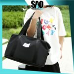 Duffle Bag Travel Lipat Waterproof Tas Gym Penyimpanan Kapasitas Besar - Hitam - Image 8