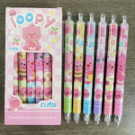 Pulpen Gel Mekanik Karakter Lucu 6 Pcs Set Alat Tulis Sekolah Kantor - Pink