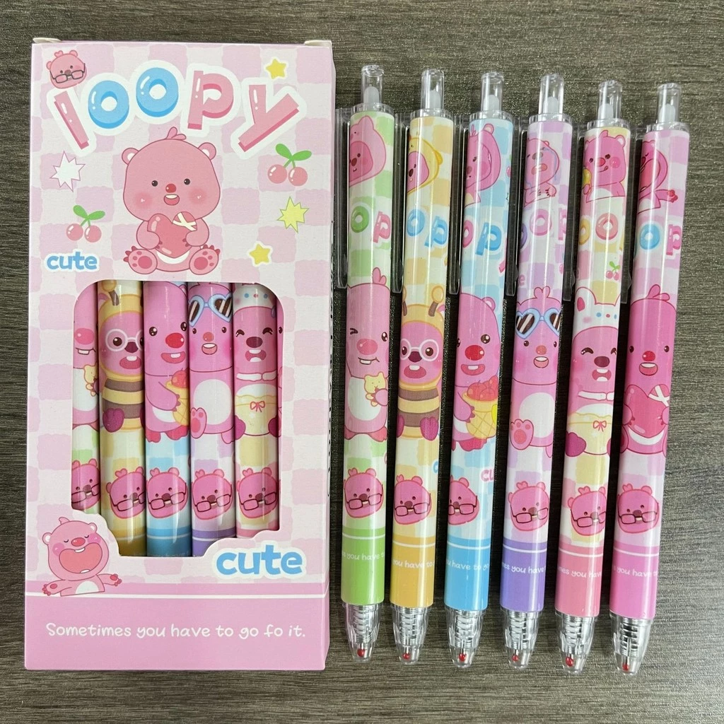 t7aGDrLlXGLuIsinkADyfzC2sT7uwvyYCuGp0jSA Pulpen Gel Mekanik Karakter Lucu 6 Pcs Set Alat Tulis Sekolah Kantor - Pink - Image 1