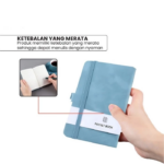 Buku Kulit Mini A6 Aesthetic Pelajar Mahasiswa Pekerja Kantoran Guru - Biru - Image 9