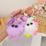 Gantungan Kunci Boneka Bulu Cute Coal Balls Aksesoris Tas HP - Putih - Image 6