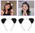 Bando Telinga Kucing Rambut Bandana Bulu Lucu Korean Style - Abu - Image 2