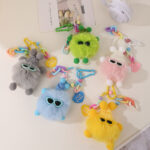 Gantungan Kunci Boneka Bulu Cute Coal Balls Aksesoris Tas HP - Putih - Image 5