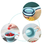 Gayung Mandi Lipat Serbaguna Silikon Portable Efisien Hemat Tempat - Biru Muda - Image 6