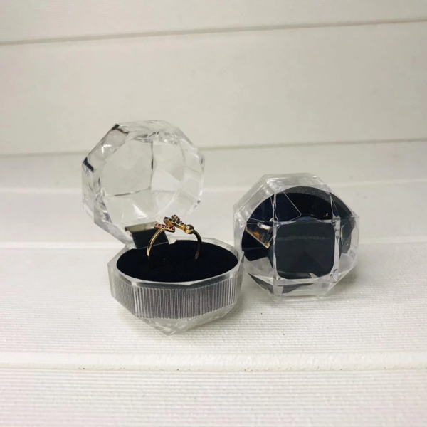 Tempat Cincin Mika Kristal Elegan Wadah Perhiasan Acrylic Unik - Hitam