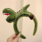 Bando Boneka Lucu Motif Binatang Korean Style Fluffy Hairband Karakter - Dino Hijau - Image 6