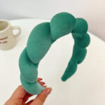 Bando Shell Busa Jumbo Fluffy Empuk Polos Bandana Cloud Style Gaya Korea - Hijau - Image 2