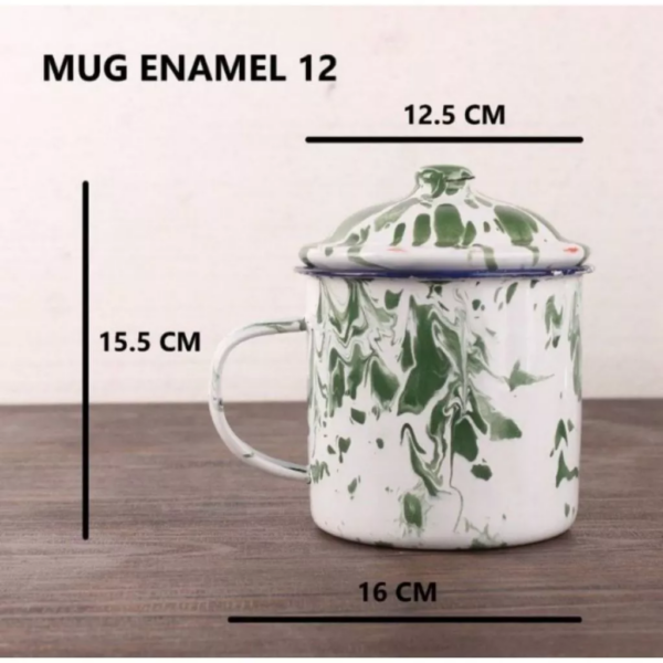 Mug Enamel Jadul Stainless Steel Gelas Jumbo Kopi Teh Gaya Klasik - 12