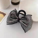 Jepit Rambut Pita Model Korea Dengan Model Berlian Cantik - Abu