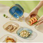 Piring Makan Motif Diamond Stylish untuk Berbagai Hidangan - Biru - Image 6