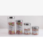 Toples Kaca Set 4 in 1 Wadah Kue Kering dan Snack Transparan - Image 2