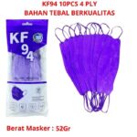 Masker Kf94 Kain Warna Warni Hitam Ungu Navy Grey Isi 10 Pcs - Putih - Image 8
