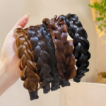 Bando Kepang Rambut Palsu Anak Aksesoris Rambut Cantik - Coklat - Image 3
