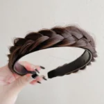 Bando Kepang Rambut Palsu Anak Aksesoris Rambut Cantik - Coklat