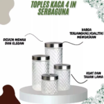 Toples Kaca Set 4 in 1 Wadah Kue Kering dan Snack Transparan - Image 3