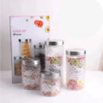 Toples Kaca Set 4 in 1 Wadah Kue Kering dan Snack Transparan - Image 7