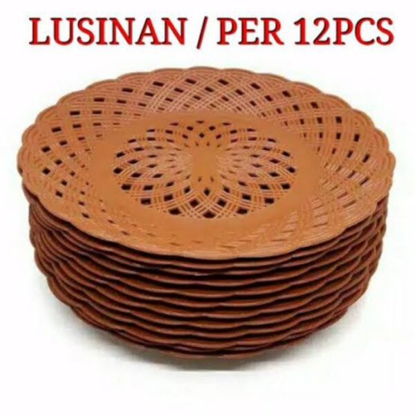 Piring Rotan Lusinan 12pcs Plastik Tempat Makan Anyam Praktis