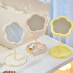 Cermin Make Up Dekorasi Kamar Aesthetic Bentuk Bunga Stand Mirror - Image 6