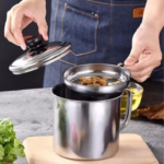 Oil Pot Stainless Steel Wadah Saringan Minyak 1 Liter Stainless Steel - 1 L - Image 5