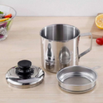 Oil Pot Stainless Steel Wadah Saringan Minyak 1 Liter Stainless Steel - 1 L - Image 4
