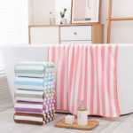 Handuk Mandi Dewasa Bayi Strip Salur Bulu Lembut Tali Gantung - Random - Image 2