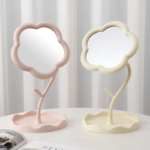 Cermin Make Up Dekorasi Kamar Aesthetic Bentuk Bunga Stand Mirror - Image 2