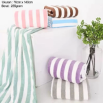 Handuk Mandi Dewasa Bayi Strip Salur Bulu Lembut Tali Gantung - Random - Image 3