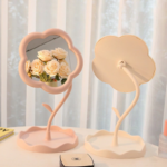 Cermin Make Up Dekorasi Kamar Aesthetic Bentuk Bunga Stand Mirror - Image 4