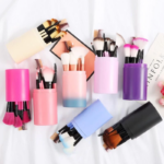 Set Alat Rias Wajah Kuas Isi 12 In 1 Tabung Make Up Tools Brush - Pink - Image 2