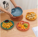 Piring Plastik Model Kerang 2in1 Sekat Pemisah Saos Wadah Snack - Image 2