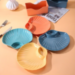 Piring Plastik Model Kerang 2in1 Sekat Pemisah Saos Wadah Snack - Image 5